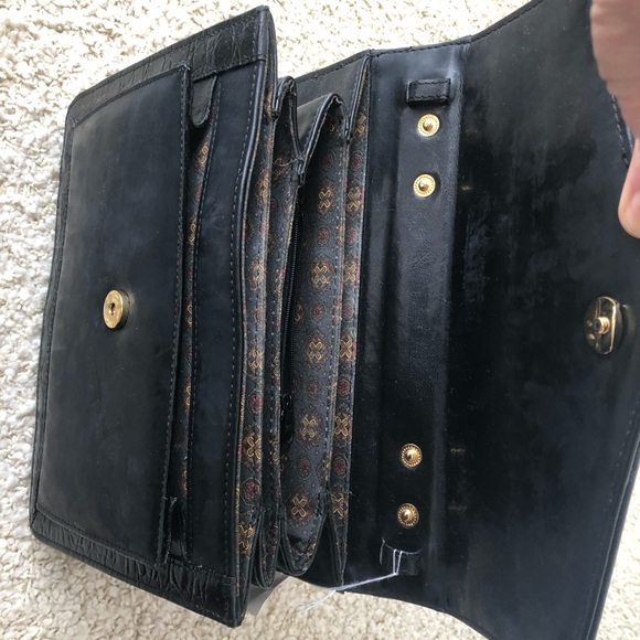 NEW Vintage BELLE-ROSE Top Handle Black Messenger Purse Briefcase Multi pocket - Picture 2 of 16